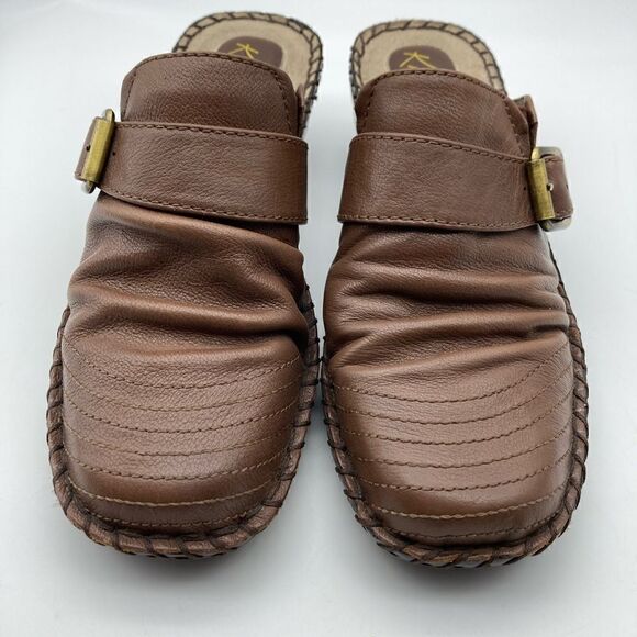 Kim/Kim Rogers Women’s Buckle Leather Slide Clogs Cognac Color Size 7 - Picture 4 of 10